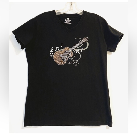 Elvis Black T-Shirt with Guitar Embellishment 2XL - Picture 1 of 2